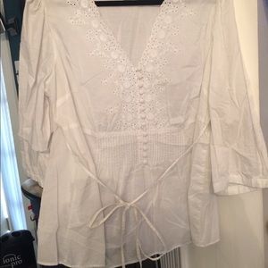 LADIES LANE BRYANT PLUS SZ 18/20 WHITE DEESS SHIRT